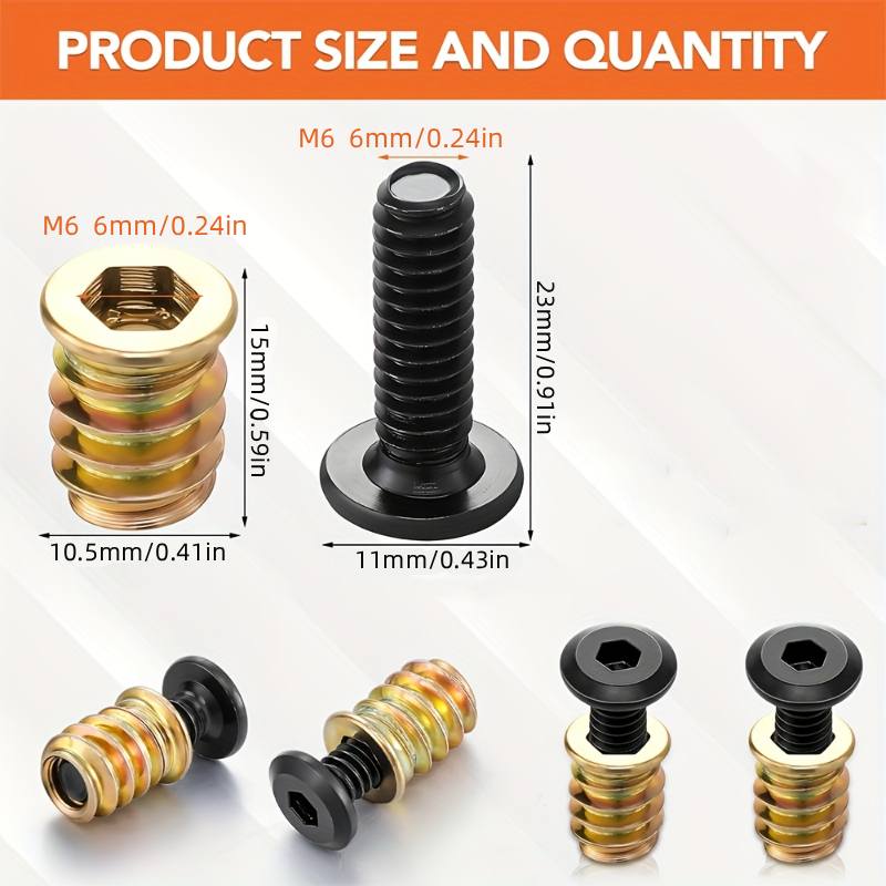 Furniture Hardware Fasteners - 10 pçs porca rosqueada inserções kit