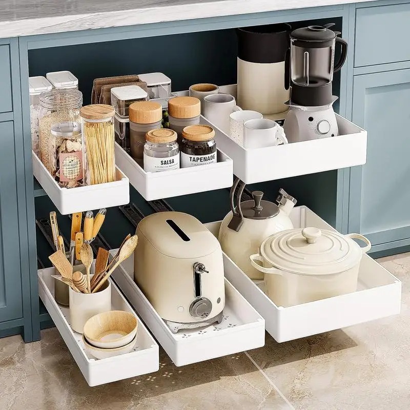 1-2 pçs organizador de cozinha - Drawer Slide Pair avaliação e preço
